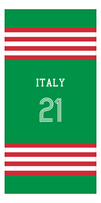 Thumbnail for Personalized Jersey Number 3-on-1 Stripes Sports Beach Towel - Italy - Vertical Design - Front View