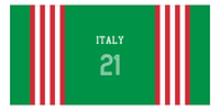 Thumbnail for Personalized Jersey Number 3-on-1 Stripes Sports Beach Towel - Italy - Horizontal Design - Front View