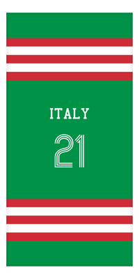 Thumbnail for Personalized Jersey Number 2-on-1 Stripes Sports Beach Towel - Italy - Vertical Design - Front View