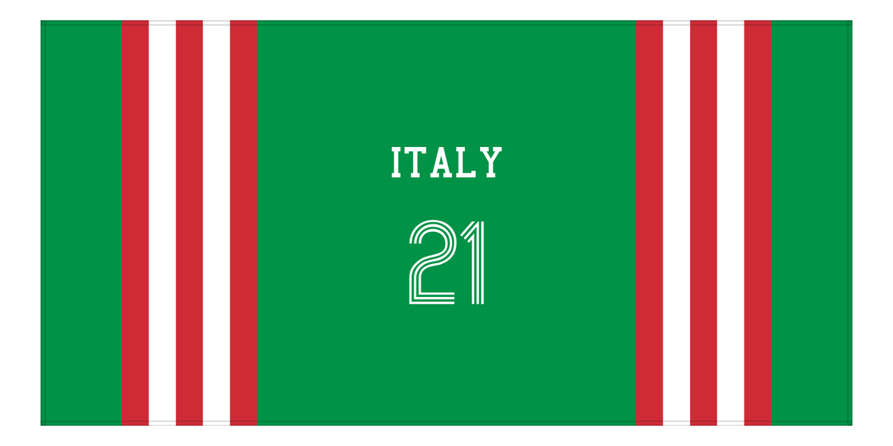 Personalized Jersey Number 2-on-1 Stripes Sports Beach Towel - Italy - Horizontal Design - Front View