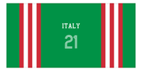 Thumbnail for Personalized Jersey Number 2-on-1 Stripes Sports Beach Towel - Italy - Horizontal Design - Front View