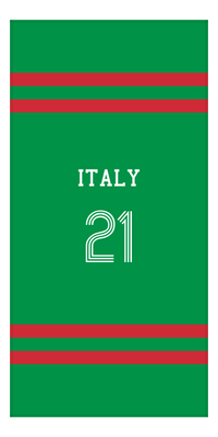 Thumbnail for Personalized Jersey Number 2-on-none Stripes Sports Beach Towel - Italy - Vertical Design - Front View