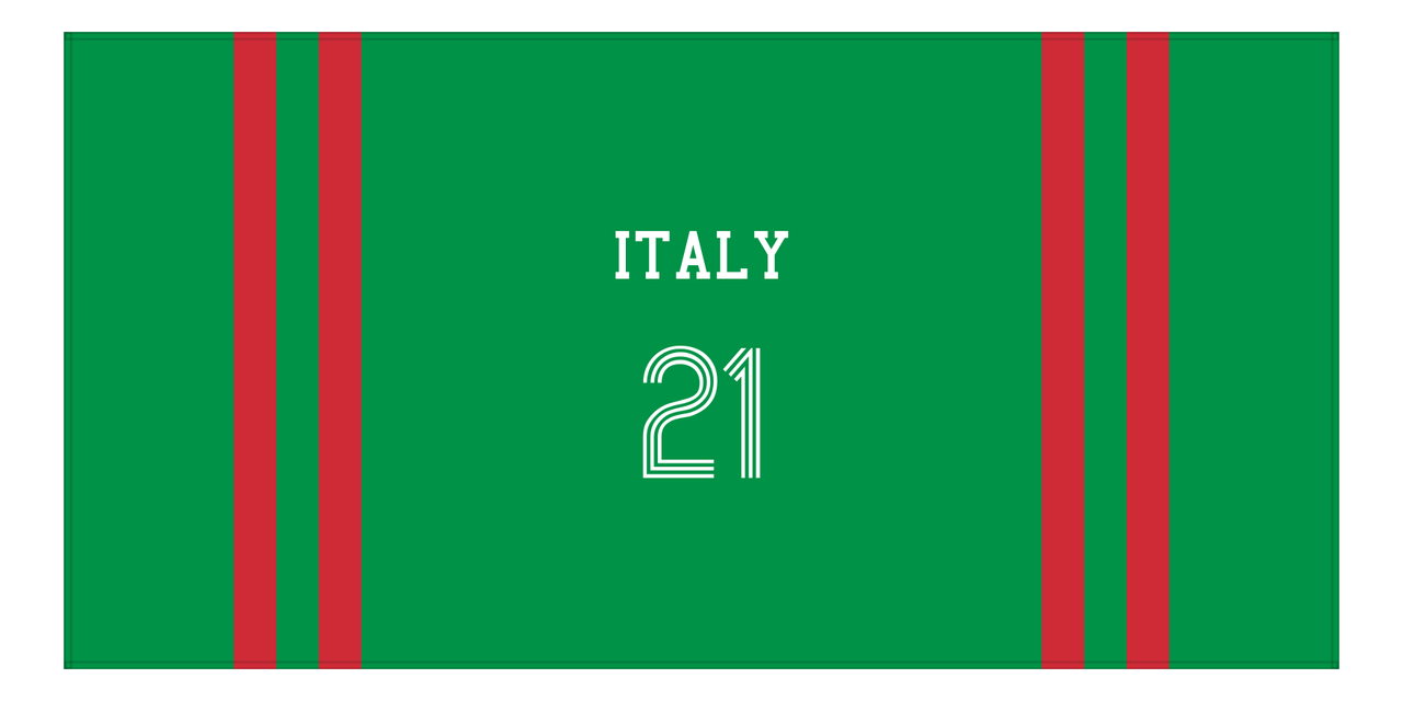 Personalized Jersey Number 2-on-none Stripes Sports Beach Towel - Italy - Horizontal Design - Front View