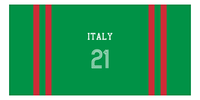 Thumbnail for Personalized Jersey Number 2-on-none Stripes Sports Beach Towel - Italy - Horizontal Design - Front View