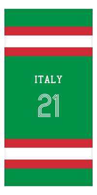Thumbnail for Personalized Jersey Number 1-on-1 Stripes Sports Beach Towel - Italy - Vertical Design - Front View