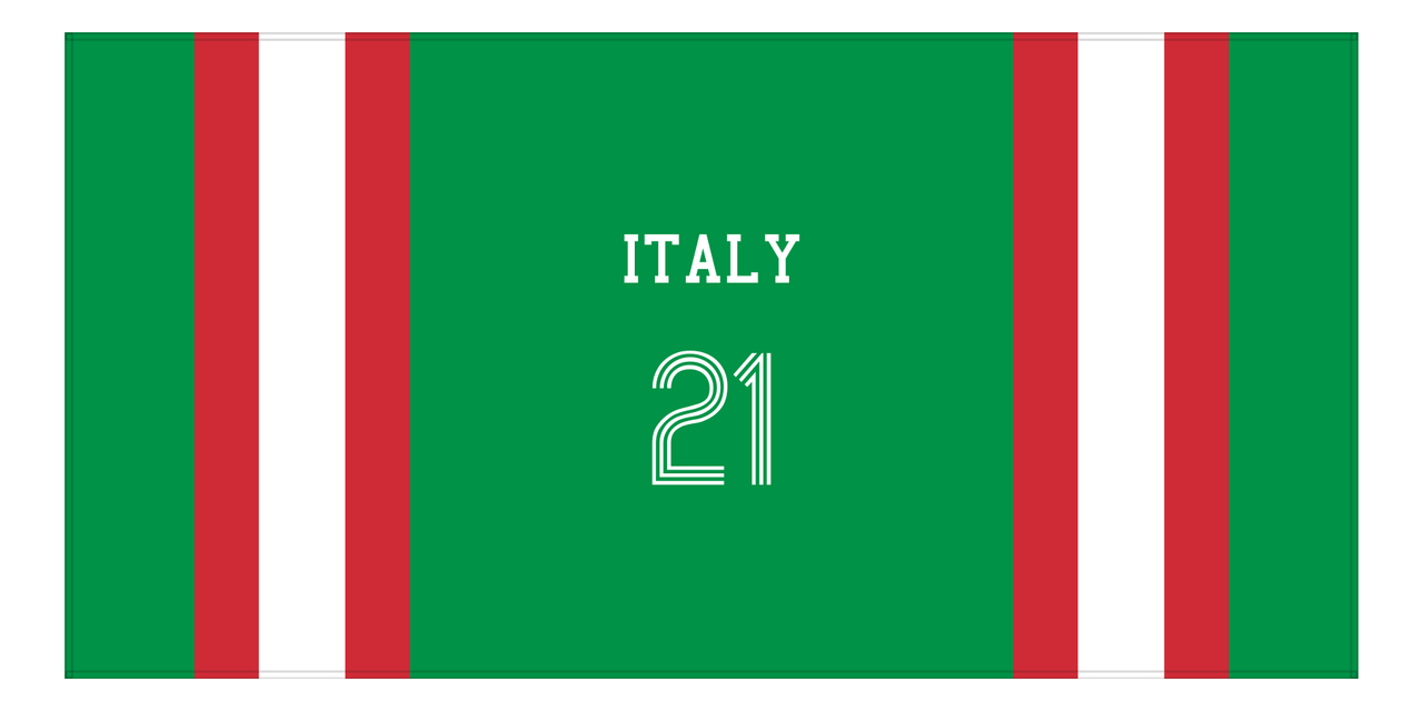 Personalized Jersey Number 1-on-1 Stripes Sports Beach Towel - Italy - Horizontal Design - Front View