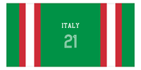 Thumbnail for Personalized Jersey Number 1-on-1 Stripes Sports Beach Towel - Italy - Horizontal Design - Front View