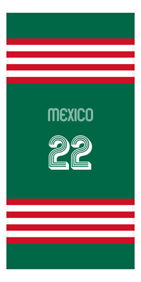 Thumbnail for Personalized Jersey Number 3-on-1 Stripes Sports Beach Towel - Mexico - Vertical Design - Front View