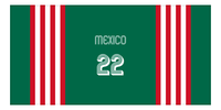 Thumbnail for Personalized Jersey Number 3-on-1 Stripes Sports Beach Towel - Mexico - Horizontal Design - Front View