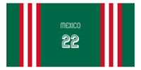Thumbnail for Personalized Jersey Number 2-on-1 Stripes Sports Beach Towel - Mexico - Horizontal Design - Front View