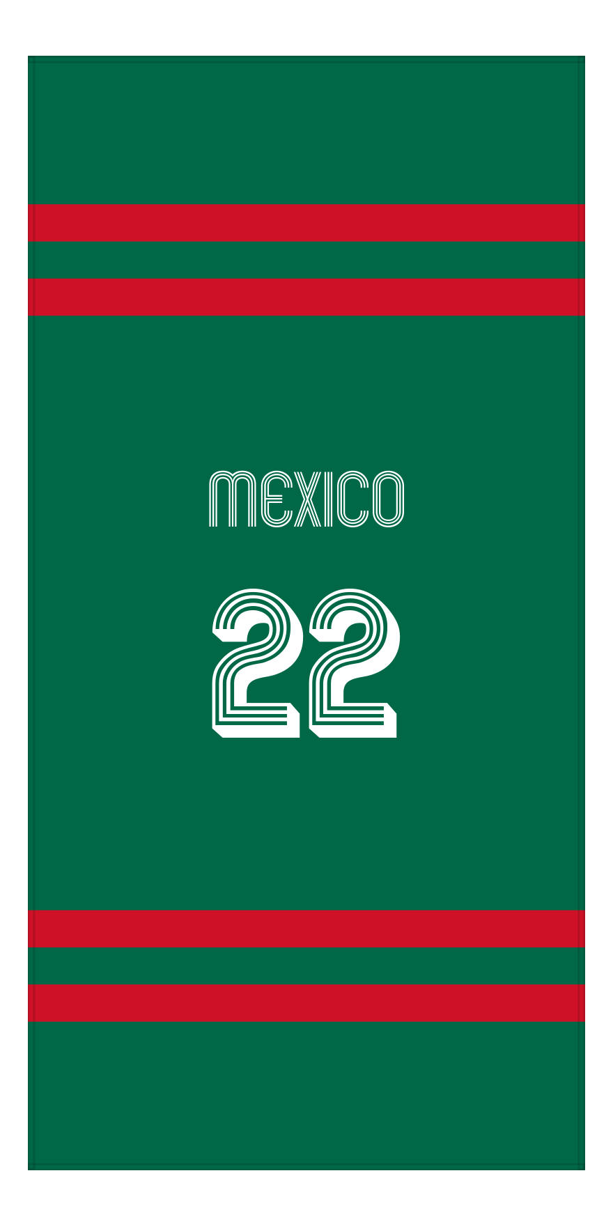 Personalized Jersey Number 2-on-none Stripes Sports Beach Towel - Mexico - Vertical Design - Front View