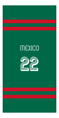 Thumbnail for Personalized Jersey Number 2-on-none Stripes Sports Beach Towel - Mexico - Vertical Design - Front View