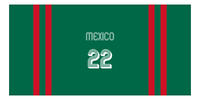Thumbnail for Personalized Jersey Number 2-on-none Stripes Sports Beach Towel - Mexico - Horizontal Design - Front View