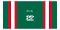 Thumbnail for Personalized Jersey Number 1-on-1 Stripes Sports Beach Towel - Mexico - Horizontal Design - Front View