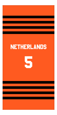 Thumbnail for Personalized Jersey Number 3-on-1 Stripes Sports Beach Towel - Netherlands - Vertical Design - Front View
