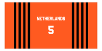 Thumbnail for Personalized Jersey Number 3-on-1 Stripes Sports Beach Towel - Netherlands - Horizontal Design - Front View