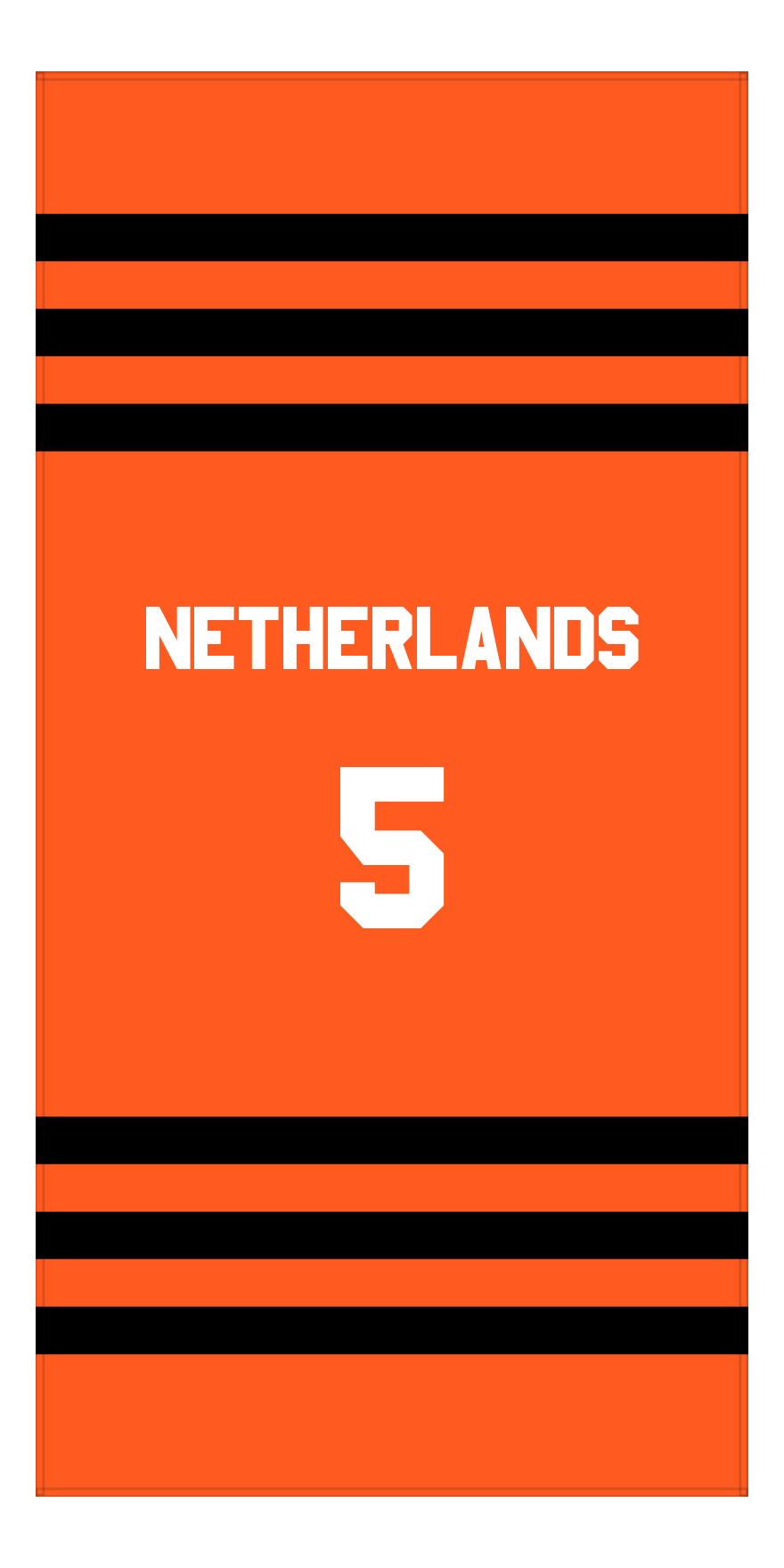 Personalized Jersey Number 2-on-1 Stripes Sports Beach Towel - Netherlands - Vertical Design - Front View