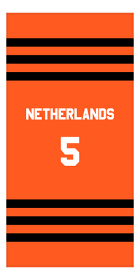 Thumbnail for Personalized Jersey Number 2-on-1 Stripes Sports Beach Towel - Netherlands - Vertical Design - Front View