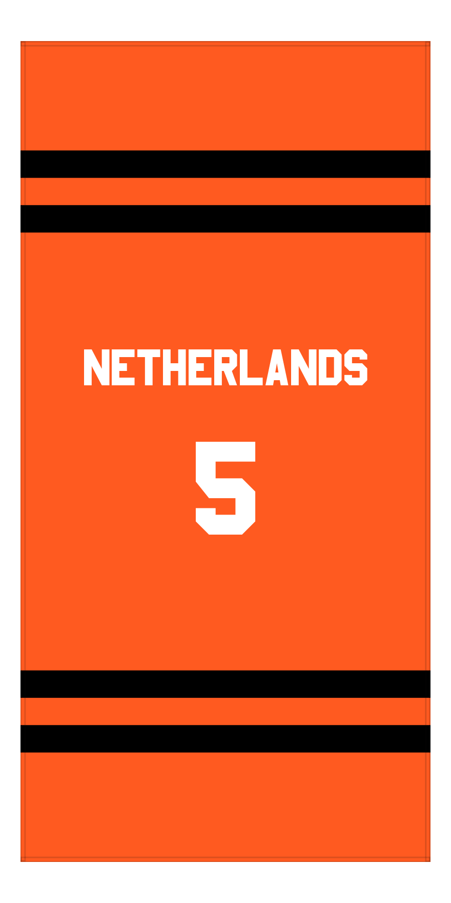 Personalized Jersey Number 2-on-none Stripes Sports Beach Towel - Netherlands - Vertical Design - Front View