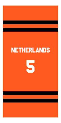Thumbnail for Personalized Jersey Number 2-on-none Stripes Sports Beach Towel - Netherlands - Vertical Design - Front View