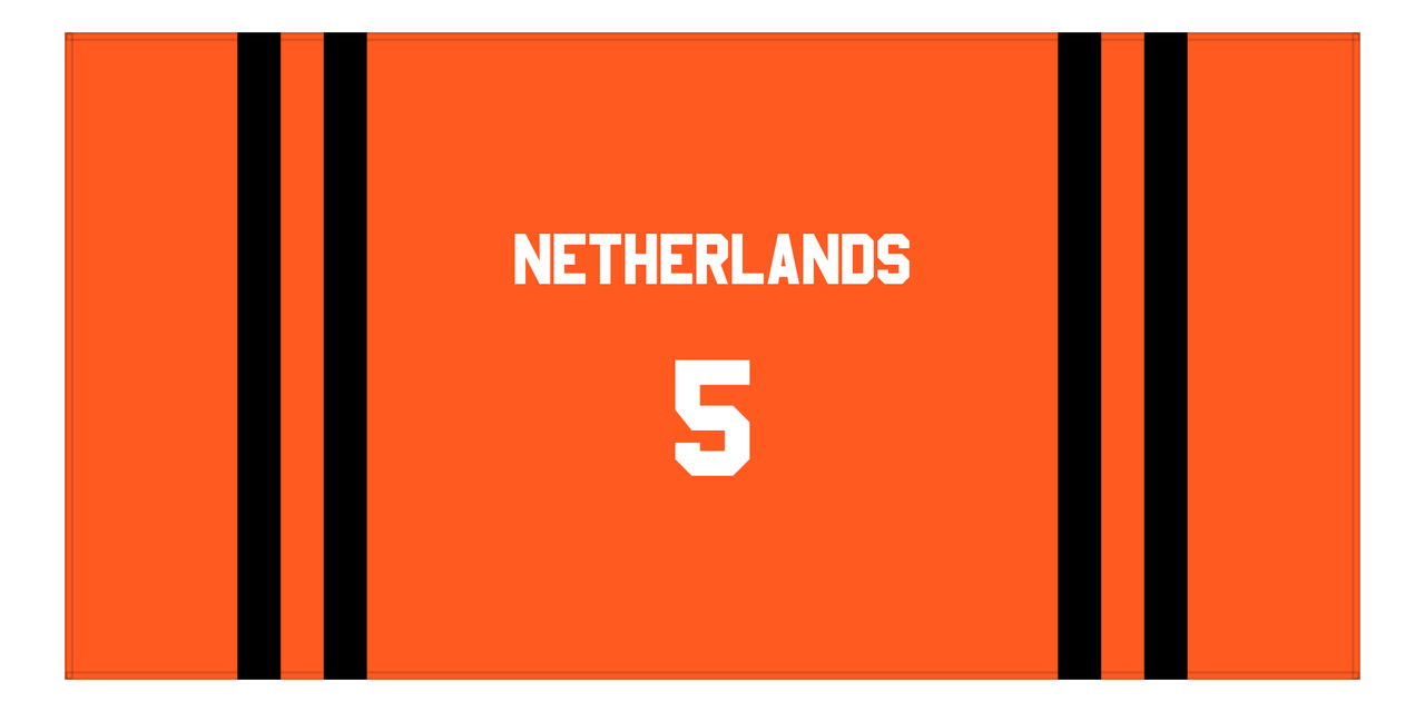 Personalized Jersey Number 2-on-none Stripes Sports Beach Towel - Netherlands - Horizontal Design - Front View