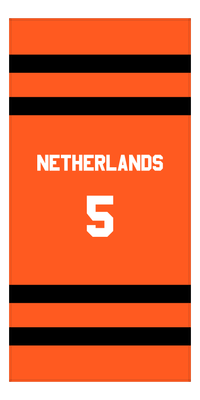 Thumbnail for Personalized Jersey Number 1-on-1 Stripes Sports Beach Towel - Netherlands - Vertical Design - Front View