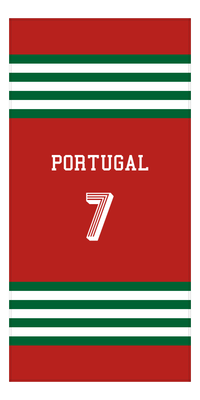 Thumbnail for Personalized Jersey Number 3-on-1 Stripes Sports Beach Towel - Portugal - Vertical Design - Front View