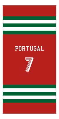 Thumbnail for Personalized Jersey Number 2-on-1 Stripes Sports Beach Towel - Portugal - Vertical Design - Front View