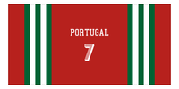Thumbnail for Personalized Jersey Number 2-on-1 Stripes Sports Beach Towel - Portugal - Horizontal Design - Front View