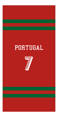 Thumbnail for Personalized Jersey Number 2-on-none Stripes Sports Beach Towel - Portugal - Vertical Design - Front View