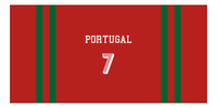 Thumbnail for Personalized Jersey Number 2-on-none Stripes Sports Beach Towel - Portugal - Horizontal Design - Front View