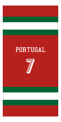 Thumbnail for Personalized Jersey Number 1-on-1 Stripes Sports Beach Towel - Portugal - Vertical Design - Front View