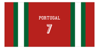 Thumbnail for Personalized Jersey Number 1-on-1 Stripes Sports Beach Towel - Portugal - Horizontal Design - Front View