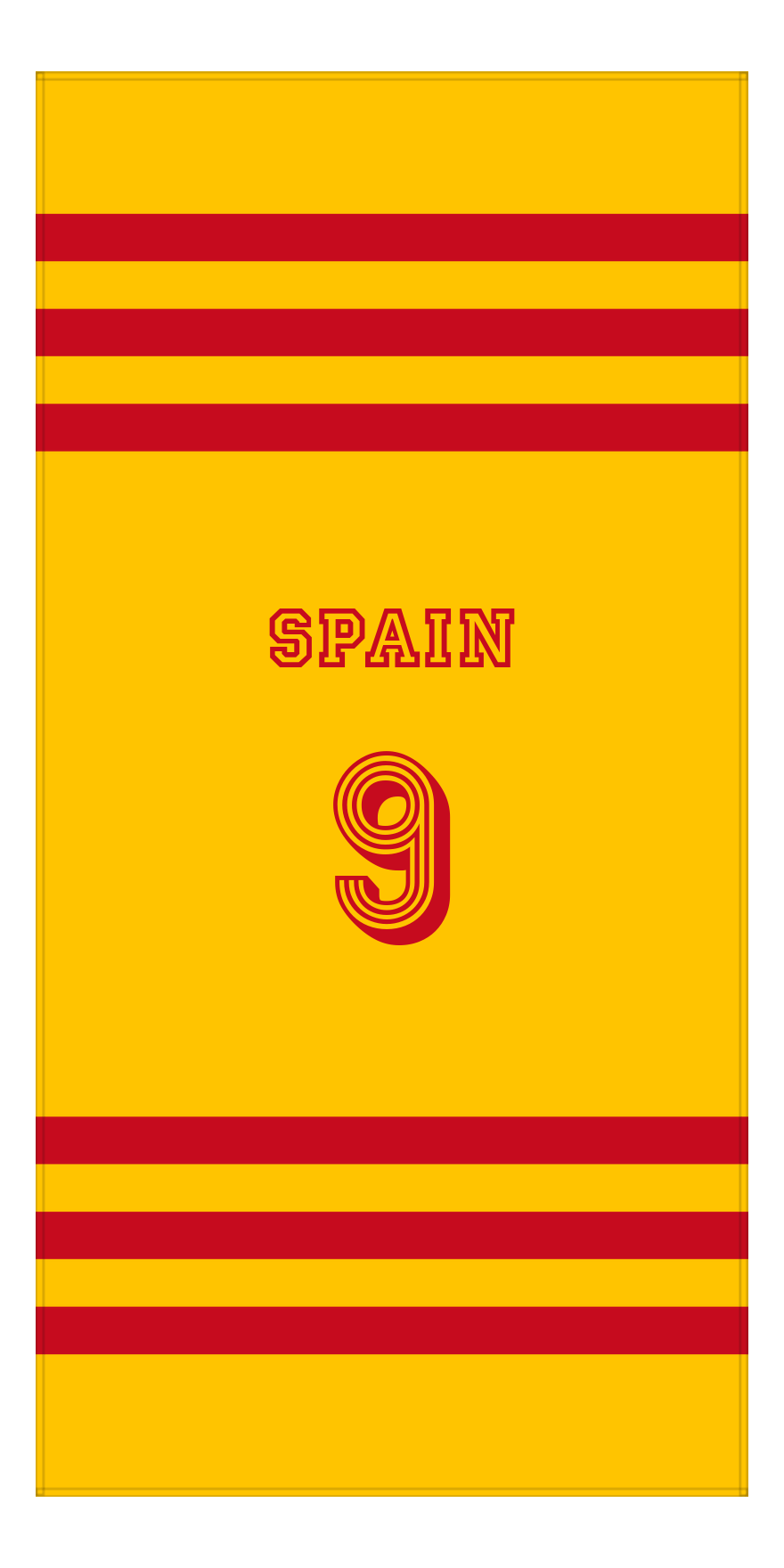 Personalized Jersey Number 2-on-1 Stripes Sports Beach Towel - Spain - Vertical Design - Front View