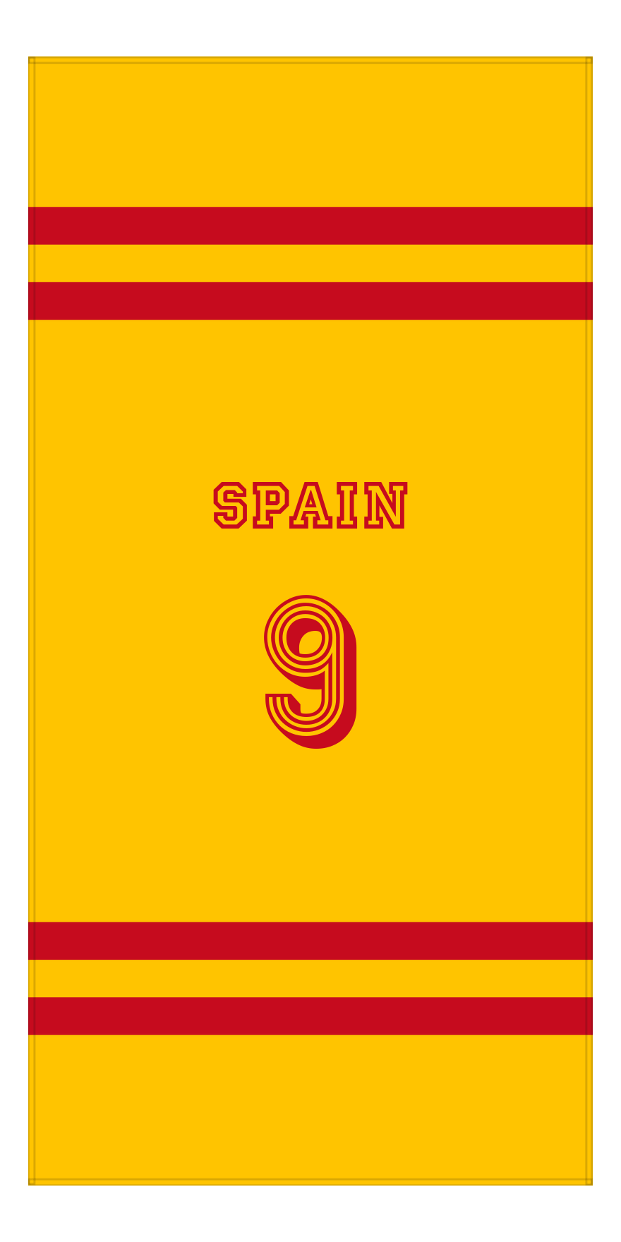 Personalized Jersey Number 2-on-none Stripes Sports Beach Towel - Spain - Vertical Design - Front View