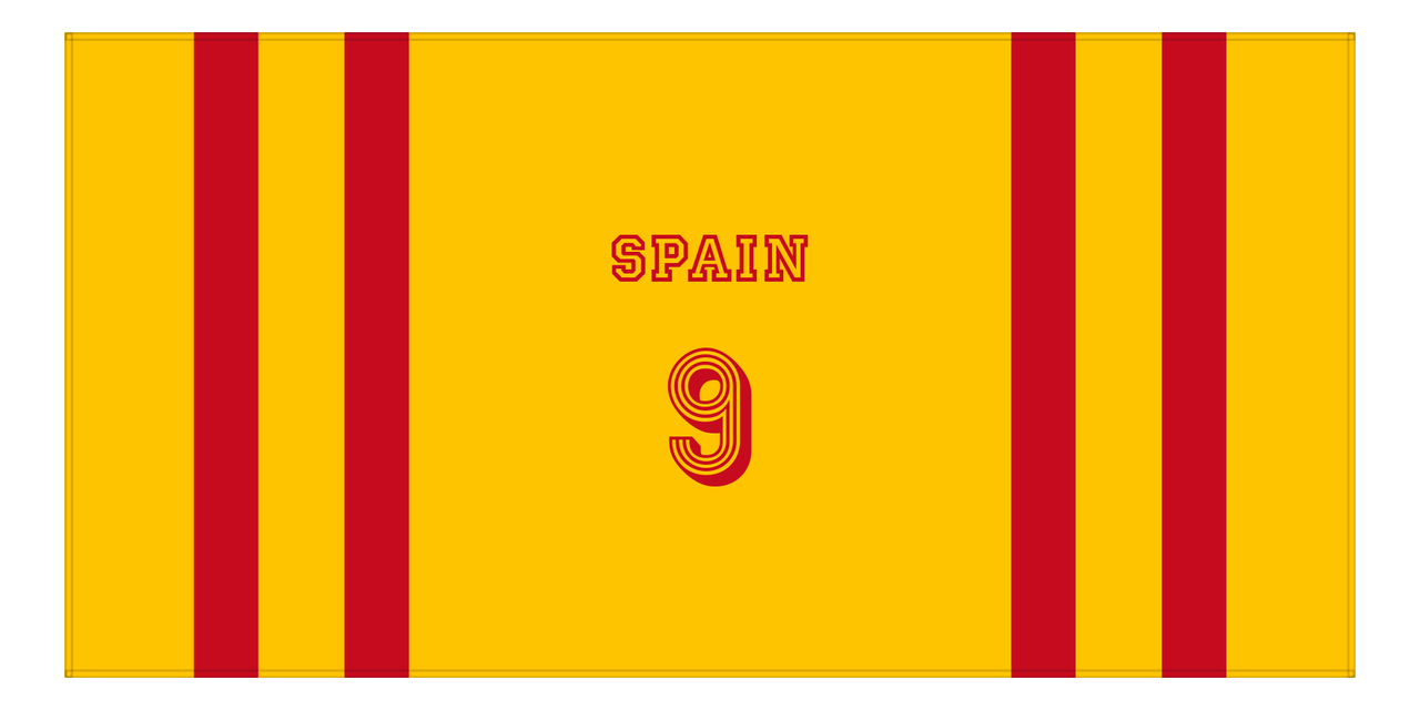 Personalized Jersey Number 1-on-1 Stripes Sports Beach Towel - Spain - Horizontal Design - Front View
