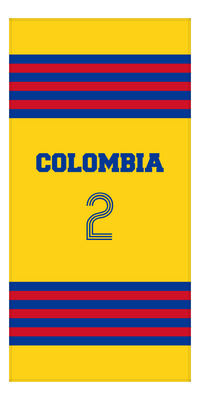 Thumbnail for Personalized Jersey Number 3-on-1 Stripes Sports Beach Towel - Colombia - Vertical Design - Front View