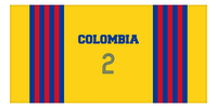 Thumbnail for Personalized Jersey Number 3-on-1 Stripes Sports Beach Towel - Colombia - Horizontal Design - Front View
