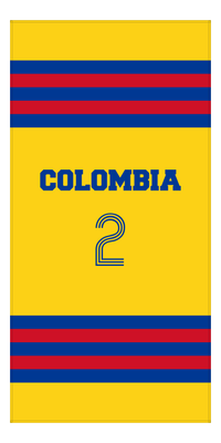 Thumbnail for Personalized Jersey Number 2-on-1 Stripes Sports Beach Towel - Colombia - Vertical Design - Front View