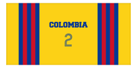 Thumbnail for Personalized Jersey Number 2-on-1 Stripes Sports Beach Towel - Colombia - Horizontal Design - Front View