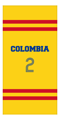 Thumbnail for Personalized Jersey Number 2-on-none Stripes Sports Beach Towel - Colombia - Vertical Design - Front View