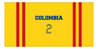 Thumbnail for Personalized Jersey Number 2-on-none Stripes Sports Beach Towel - Colombia - Horizontal Design - Front View