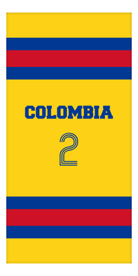 Thumbnail for Personalized Jersey Number 1-on-1 Stripes Sports Beach Towel - Colombia - Vertical Design - Front View