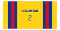Thumbnail for Personalized Jersey Number 1-on-1 Stripes Sports Beach Towel - Colombia - Horizontal Design - Front View