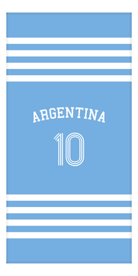 Thumbnail for Personalized Jersey Number 3-on-1 Stripes Sports Beach Towel with Arched Name - Argentina - Vertical Design - Front View