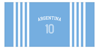 Thumbnail for Personalized Jersey Number 3-on-1 Stripes Sports Beach Towel with Arched Name - Argentina - Horizontal Design - Front View