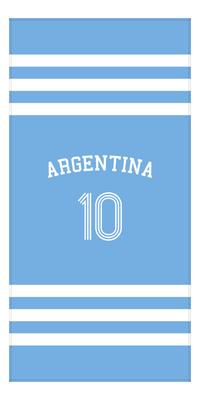 Thumbnail for Personalized Jersey Number 2-on-1 Stripes Sports Beach Towel with Arched Name - Argentina - Vertical Design - Front View