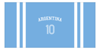 Thumbnail for Personalized Jersey Number 2-on-none Stripes Sports Beach Towel with Arched Name - Argentina - Horizontal Design - Front View