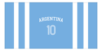 Thumbnail for Personalized Jersey Number 1-on-1 Stripes Sports Beach Towel with Arched Name - Argentina - Horizontal Design - Front View