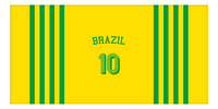 Thumbnail for Personalized Jersey Number 3-on-1 Stripes Sports Beach Towel with Arched Name - Brazil - Horizontal Design - Front View